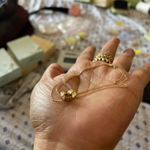 18k Saudi gold bracelet 7inch tricolor